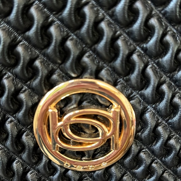 Bebe  Crossbody Clutch Bag  vegan leather, gold tone HW  braided chain added NWT - Picture 4 of 15